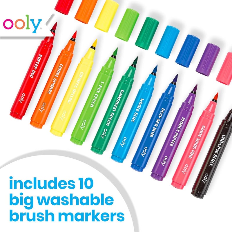 Ooly Thick Washable Toddler Markers with Jumbo Grip, Big Bright Brush Tip Markers for Toddlers with Jumbo Barrel, Perfect for Little Hands - BRUSH TIP - Image 2